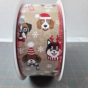Kirkland Signature Christmas Pups Wired Ribbon 50 yards 2.5 inches wide Crafting